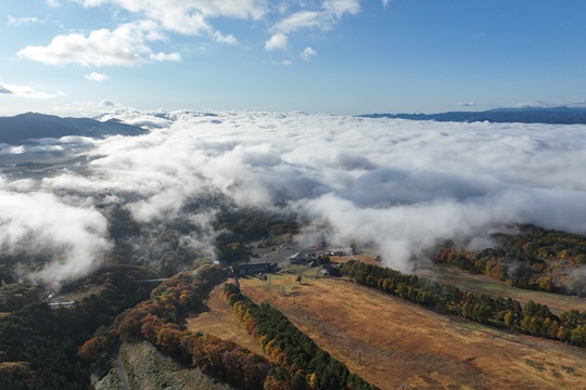 紅葉のスキー場ゲレンデ