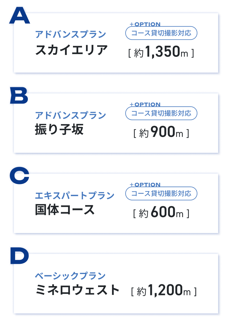 スカイショットサービス コースごとのプラン紹介