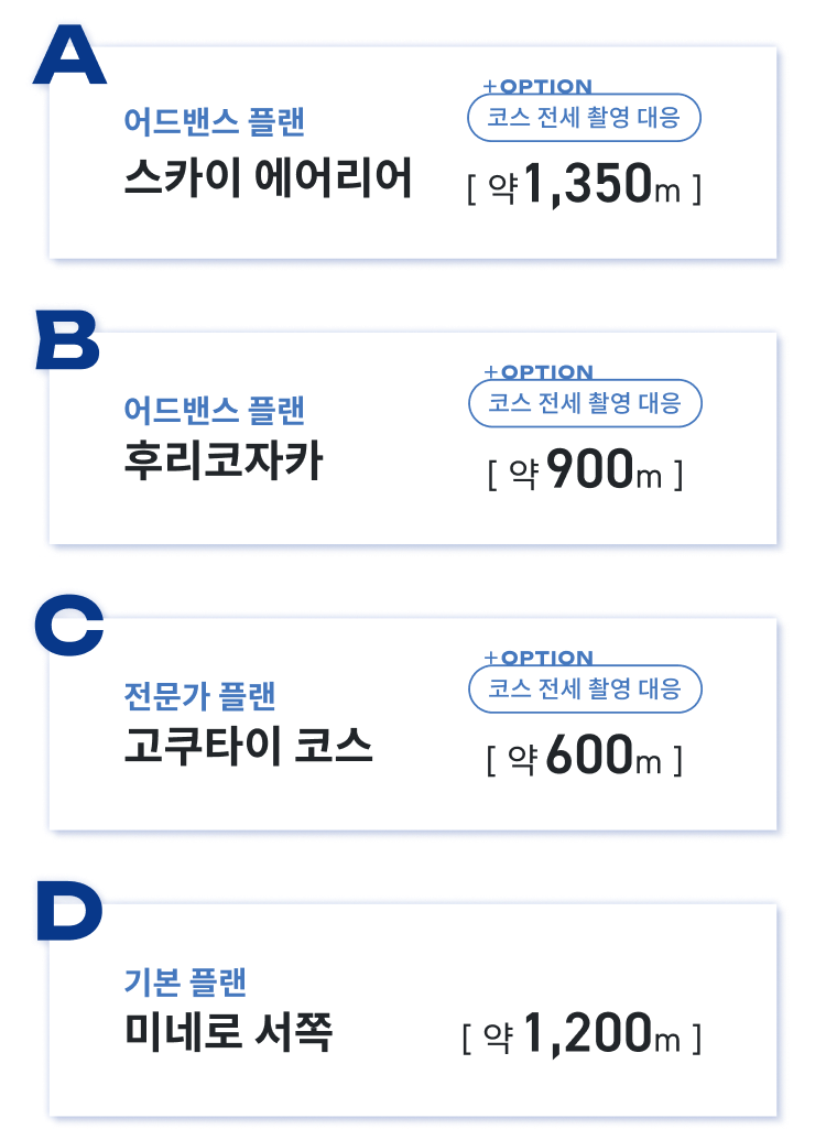 스카이샷 서비스 코스별 플랜 소개