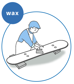 Waxing skis/snowboards.